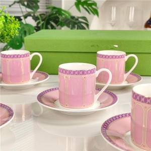 Factory Wholesale Classic pink Bone China Concentrated 6 <b>Cup</b> and Saucer Afternoon Tea <b>Cup</b> <b>Set</b> with Gift Box Luxury Eco-Friendly - Product Image 2