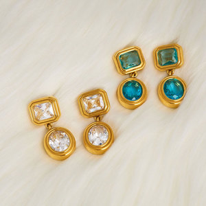 เครื่องประดับชุบทอง 14k 18k แบบไม่ก่อให้เกิดอาการแพ้ ดีไซน์สวยงาม ทำจากสแตนเลสสตีล 316L ประดับเพชรซิร์คอน ต่างหูแฟชั่นขนาดใหญ่สำหรับผู้หญิง - Product Image 2