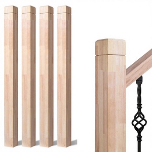 Tristcily - Juego de 4 postes de escalera de <span class=keywords><strong>madera</strong></span> de caucho de 35x47 con ranura única y muescas, para interior/exterior, para barandilla de escalera - Product Image 1