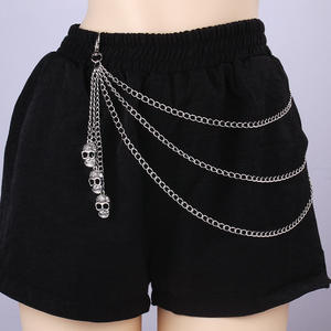 Skull Waist <b>Chain</b> Triple Layer Metal Punk Body <b>Chain</b> Unisex Fashion Accessory Daily Wear Zinc Alloy Decorative Jewelry - Product Image 2
