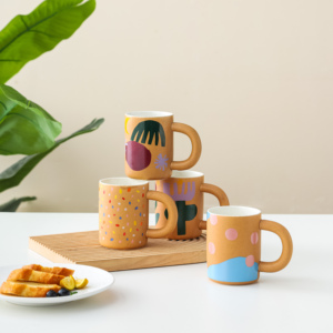 Taza de Oficina de Cerámica Pintada a Mano de Estilo Nórdico Creativo, con Diseño de Dibujos Animados, Personalizable, Reutilizable, Apta para Alimentos, para Fiestas - Product Image 2