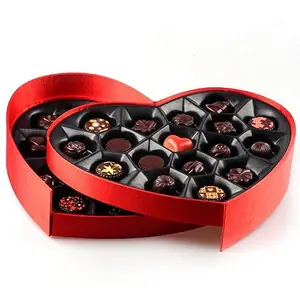 Cajas de lujo con logotipo personalizado para cumpleaños, día de San Valentín, caja de regalo de chocolate con dulces en forma de corazón vacía