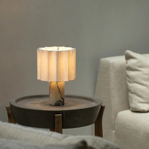 PM Modern Minimalist Marble Living Room Designer Creative Pleated Cloth <strong>Cover</strong> Bedroom <strong>Headboard</strong> bar Touch Decoration Table Lamp - Product Image 2