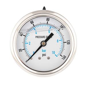 2.5 "부르동 튜브 액체 충전 오일 충전 압력 게이지 압력 측정 게이지 스테인레스 스틸 케이스 황동 1/4" NPT 백 마운트 - Product Image 1