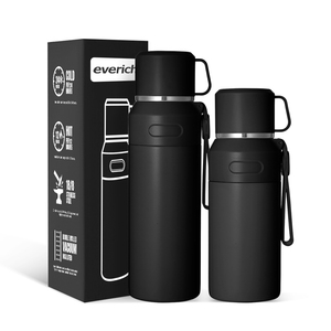 Đôi tường phích chai chân không <span class=keywords><strong>Flask</strong></span> <span class=keywords><strong>0.8L</strong></span> 1L thép không gỉ cách nhiệt xách tay du lịch chai nước với cup Nắp - Product Image 1