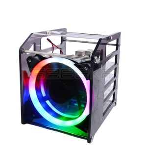 GeeekPi Raspberry Pi 4B/3B+/3B/Jetson Nano Rack 4-Layer Acrylic Cluster Case with Large Cooling Fan and LED RGB Light G843 - Product Image 1