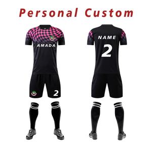 Kit de fútbol blanco de alta calidad 2024, nuevo jersey con patrón a cuadros, tecnología de sublimación superior, equipo de impresión de logotipo, conjunto Unisex para niños - Product Image 4