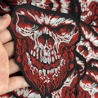 Crâne masqué moto Punk Biker veste patchs brodés prêt expédition personnalisé fer sur patchs de broderie