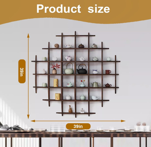 Solid Rubber <strong>Wood</strong> Floating Display Rack for Kitchen &amp; Living Room Minimalist Wall <strong>Shelf</strong> with 5-Tier Storage - Product Image 4