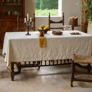 Nappe <span class=keywords><strong>de</strong></span> <span class=keywords><strong>table</strong></span> moderne en lin tissé <span class=keywords><strong>de</strong></span> couleur unie avec motif floral en relief personnalisable et fonction anti-taches - Product Image 1
