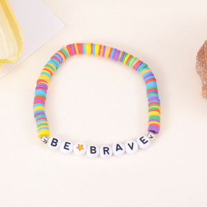 Yima Jewelry Polymer <b>Clay</b> <b>Bracelet</b> With English Letters Colorful <b>Beaded</b> Kids Jewelry For Gift Tourist Souvenirs - Product Image 3