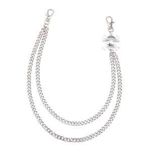 yueli Men's Punk <b>Skull</b> Waist Chain Double Layer Metal Chain For Daily Wear Zinc Alloy Accessory - Product Image 5