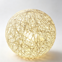 Lampe suspendue artistique unique et créative en rotin, style chinois Zen, pour salle de thé, lampe boule en rotin tressé avec base