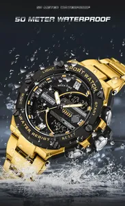 Reloj SANDA 3185 de nuevo diseño para hombre, cronógrafo deportivo para exteriores resistente al agua y a los golpes con modo de alarma, correa de acero inoxidable - Product Image 6