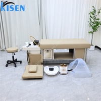 KISEN Lit de lavage moderne de luxe style thaïlandais en cuir PU imperméable avec cadre en acier inoxydable pour salon, salle de sport et salle de bain