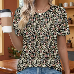 Blusas Casuales de Manga Corta con Cuello Redondo para Mujer, Plisadas, de Primavera, 100% Algodón, Transpirables, Estilo Hip Hop, Tejidas - Product Image 2