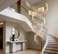 Luminaire en spirale en cristal pour escalier, style industriel contemporain, élégant, moderne, luxueux, doré, à intensité variable, pour bar, hôtel, maison, décoratif