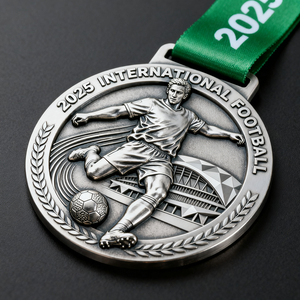 Diseño de jugador de fútbol grabado profesional <span class=keywords><strong>Medalla</strong></span> chapada en oro y plata Logotipo personalizado Campeonato Deportes Fútbol <span class=keywords><strong>Medalla</strong></span> coleccionable - Product Image 4