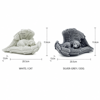 Statue commémorative de jardin pour animaux de compagnie en gros avec lumière solaire, figurine chat et chien endormis aux ailes d'ange et plaque gravée