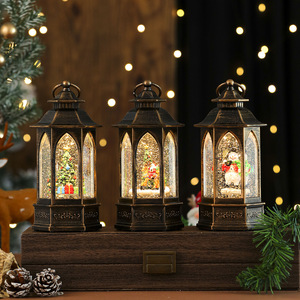 New Illuminated Rotating Snowflake Hexagonal Water-filled <b>Oil</b> Lamp Music Box Ornament Christmas Gift Decoration <b>Lantern</b> - Product Image 4