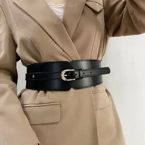 Bán sỉ vành đai cho phụ nữ màu đen đồng bằng-Được-030 Hot Bán Sang Trọng Đồng Bằng Màu Đen Corset Rộng Vành Đai Thắt Lưng Corset Da Belt Đối Với Phụ Nữ