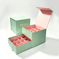 Boîte d'emballage rectangulaire à double aimant pour chocolats, 2 couches, rigide, avec tiroir pour biscuits et gâteaux