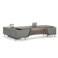 Nouvelle table de direction de luxe haut de gamme sur mesure en placage de bois en forme de L pour PDG et directeurs