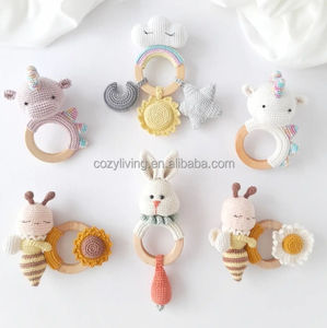 Ins Venta caliente mano ganchillo nube Animal sonajeros <span class=keywords><strong>Amigurumi</strong></span> estrella y <span class=keywords><strong>Luna</strong></span> estilo niños sonajero juguetes hilo de algodón seguridad para bebé - Product Image 2