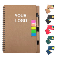 Carnet à spirales en kraft épais avec notes adhésives et stylo, ensemble de carnets A5 pour cadeau d'entreprise