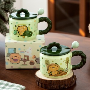 Lelyi haute apparence chat tasse grande capacité <span class=keywords><strong>café</strong></span> eau tasse avec couvercle cuillère mignon dessin animé cadeau tasse en céramique - Product Image 1