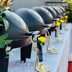 Hotel Buffet térmico blanco calentador de alimentos conjunto restaurante Chaffing Acero inoxidable Chefing 6L redondo Roll Top platos de frotamiento para la venta - Product Image 2