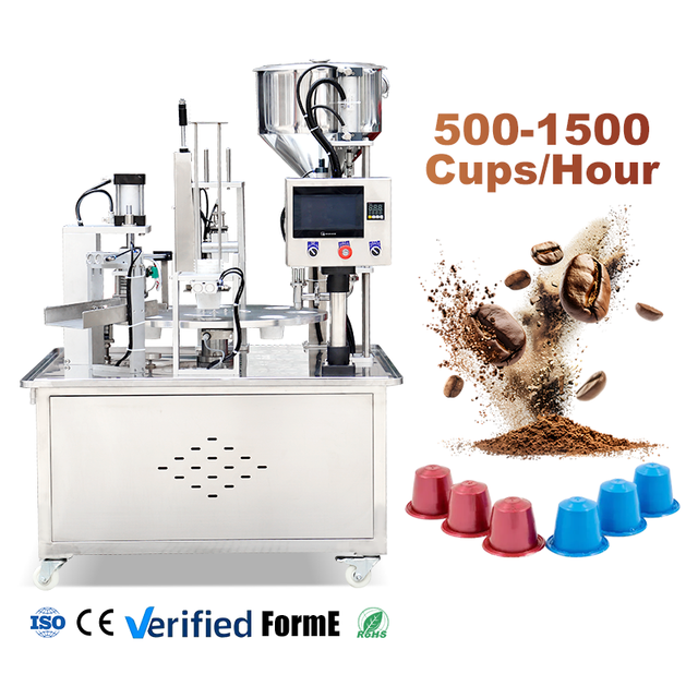 Automatic Rotary K-Cup Nespresso Coffee Beans Capsule Filling and Sealing Machine