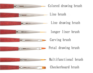 15Pcs Red Wood Long Handle Nail Brush Set Kolinsky Style Fine Nail Art Painting Brushes for Manicure Salon - Product Image 2