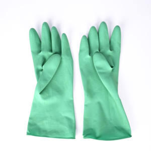 Gants de ménage en caoutchouc vert de 30cm imperméables à l'eau, surface antidérapante à texture moyenne, polyvalents pour le nettoyage de la <span class=keywords><strong>vaisselle</strong></span> - Product Image 3