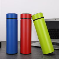 Bouteille d'eau droite à Double paroi en acier inoxydable, thermos, contenant sous vide, infuseur à thé, tasse à emporter