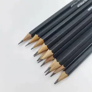 ดินสอ HB หรูหราหกเหลี่ยมสีดําขายร้อนพร้อมยางลบสีแดงสําหรับนักเรียนและเจ้าหน้าที่โรงเรียนเครื่องเขียน