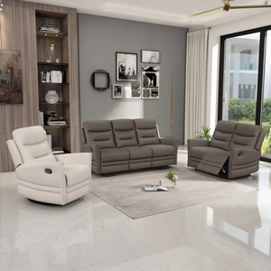 321 hiện đại Recliner sofa Set mở rộng khung gỗ đơn giản thoải mái chống xước PVC bọc recliners da tổng hợp - Product Image 1