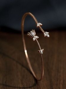 Elegant Rose Gold Alloy Floral Open Bangle <b>Bracelet</b> for Women Gold Plated Leaf Design Adjustable Fashion Jewelry - Product Image 2