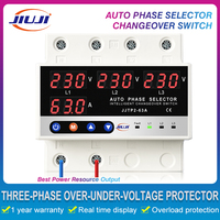 JIUJI 63A 100A Protecteur de tension et de courant triphasé réglable Sélecteur de phase automatique Commutateur de transfert intelligent
