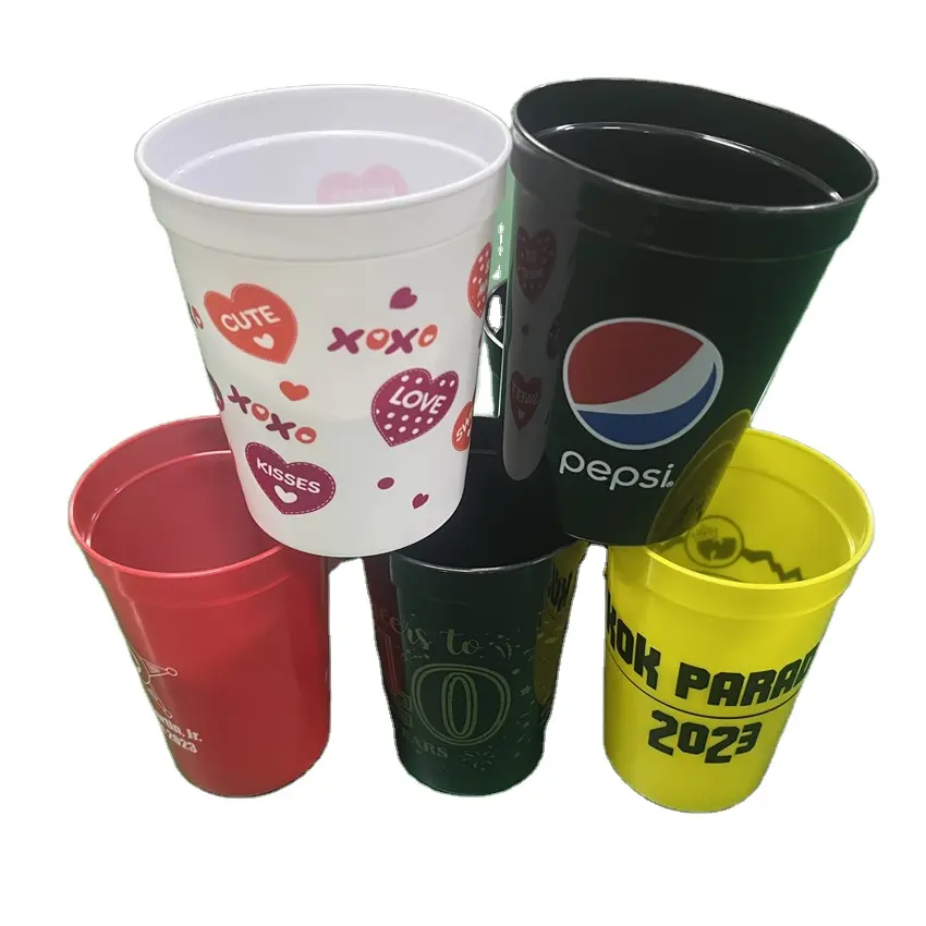 Tazza da stadio in plastica PP di alta qualità riutilizzabile di varie dimensioni tazza da stadio stampata in plastica infrangibile