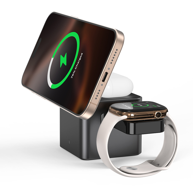 Factory Foldable M35 Phone Fast Charging Qi2 Aluminium 3 in 1 Magnetic Wireless Charger Cube Stand