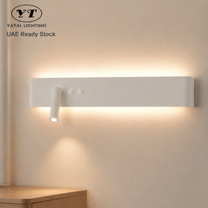 Applique murale LED moderne en acrylique 18W blanc chaud, éclairage d'ambiance haut/bas avec spot de lecture orientable à 360 degrés pour chambre à coucher - Product Image 1