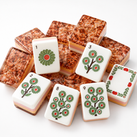 Jeu de Mahjong Américain Professionnel en Acrylique 4 Couches de Luxe 160 Tuiles, Style Marbre Gravé, Personnalisé Cristal Rouge, Vente en Gros