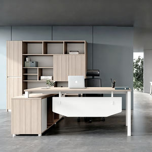 Nouveau bureau de direction en forme de L moderne avec tiroir, bureau d'ordinateur commercial en bois écologique pour patron, directeur - Product Image 4