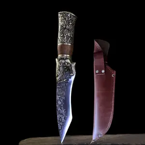 תוצרת סין, 12 אינץ מטבח בישול סכין עם ידית עץ ונחושת גילוף גבוהה-סוף שף סכין