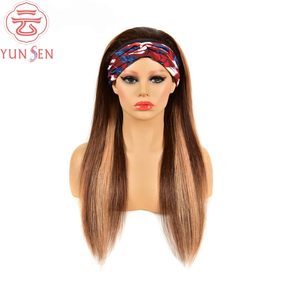 Perruque complète avec bandeau brillant effet piano |   Cheveux humains réels transfrontaliers |   Perruque longue et droite de style européen - Product Image 4