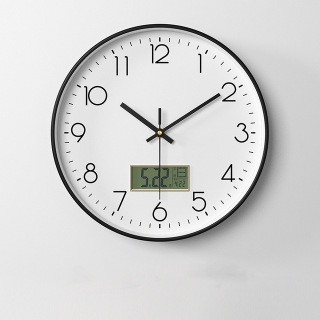 Hot Selling  LCD Calendar Clock Custom logo Clock Face Simple Household Circular Plastic Silent Quartz Wall Clock  OEM/ODM
