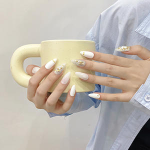 Remise d'usine 10 pièces gel français détachable pressage à la main de luxe <span class=keywords><strong>faux</strong></span> ongles artificiels ongles collants - Product Image 4