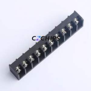 MXHB9500-9.5-10P-BK01-Cu-S-A Barrier Terminal Block Through hole,P=9.5mm Connector Three Sides 9.5mm 1x10P Straight Pin - Product Image 1
