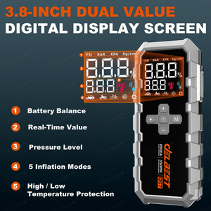 Démarreur de <span class=keywords><strong>batterie</strong></span> 2500A + Pompe à pneus intelligente avec écran LED, pinces robustes et conception portable pour le sauvetage routier - Product Image 2
